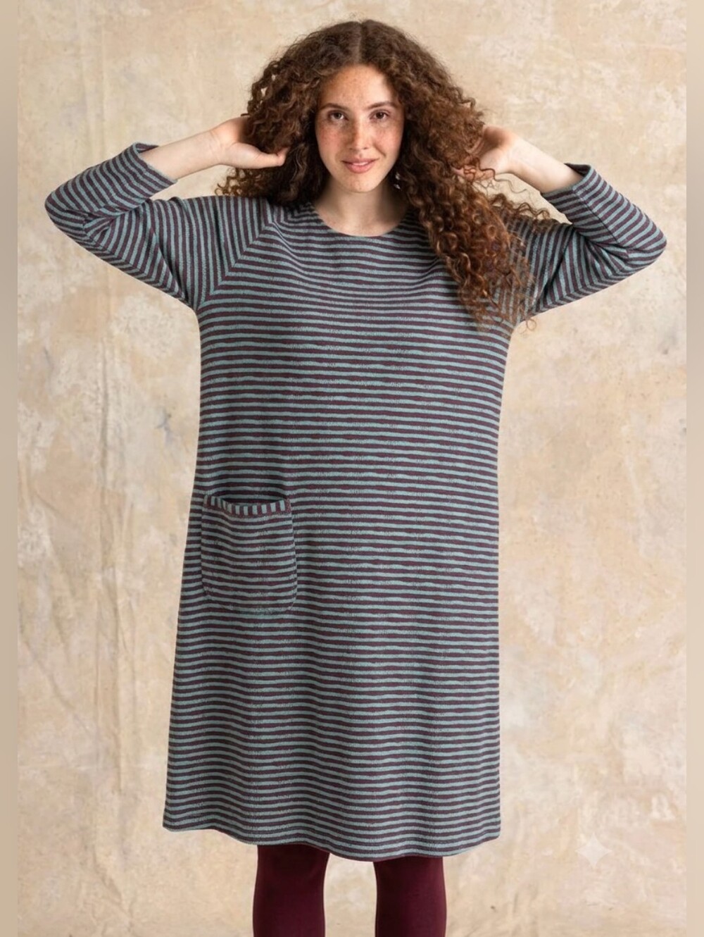 Gudren Sjoden Ellen Blue Striped Jersey Midi Dress organic cotton/modal